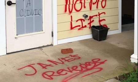Image: Jane's Revenge spray painted on pro-life pregnancy center