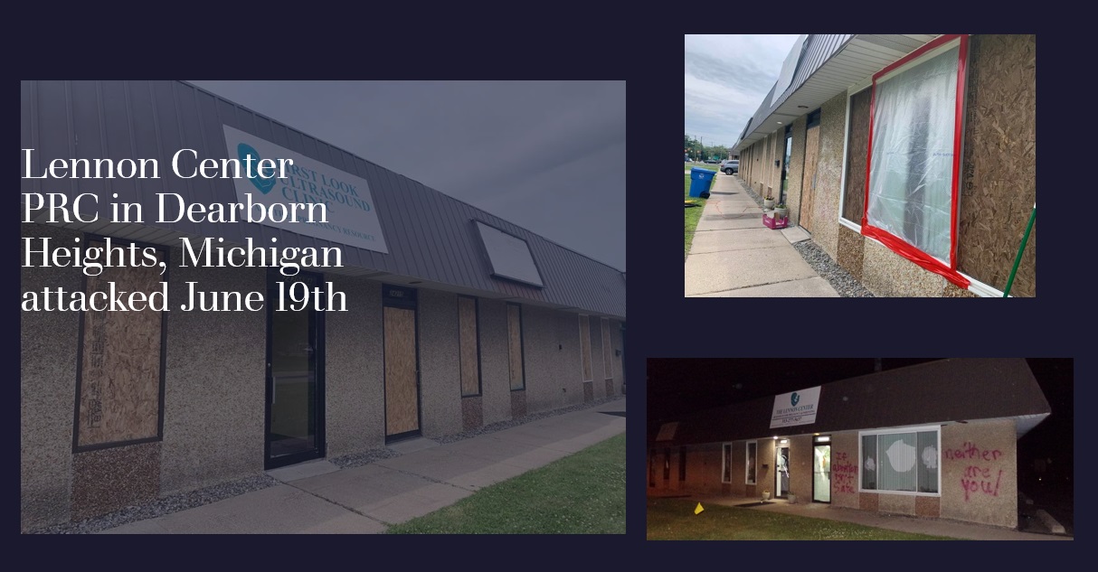 Image: Pro-life Pregnancy Center in Dearborn Heights, Michigan attacked by abortion extremists (Images: Lynn Mills and Abolition Media Blog)