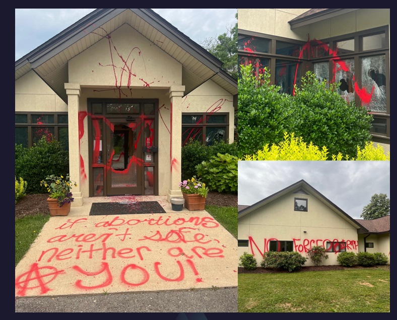 Mountain Area Pregnancy Services in Asheville, NC vandalized with threatening message 2