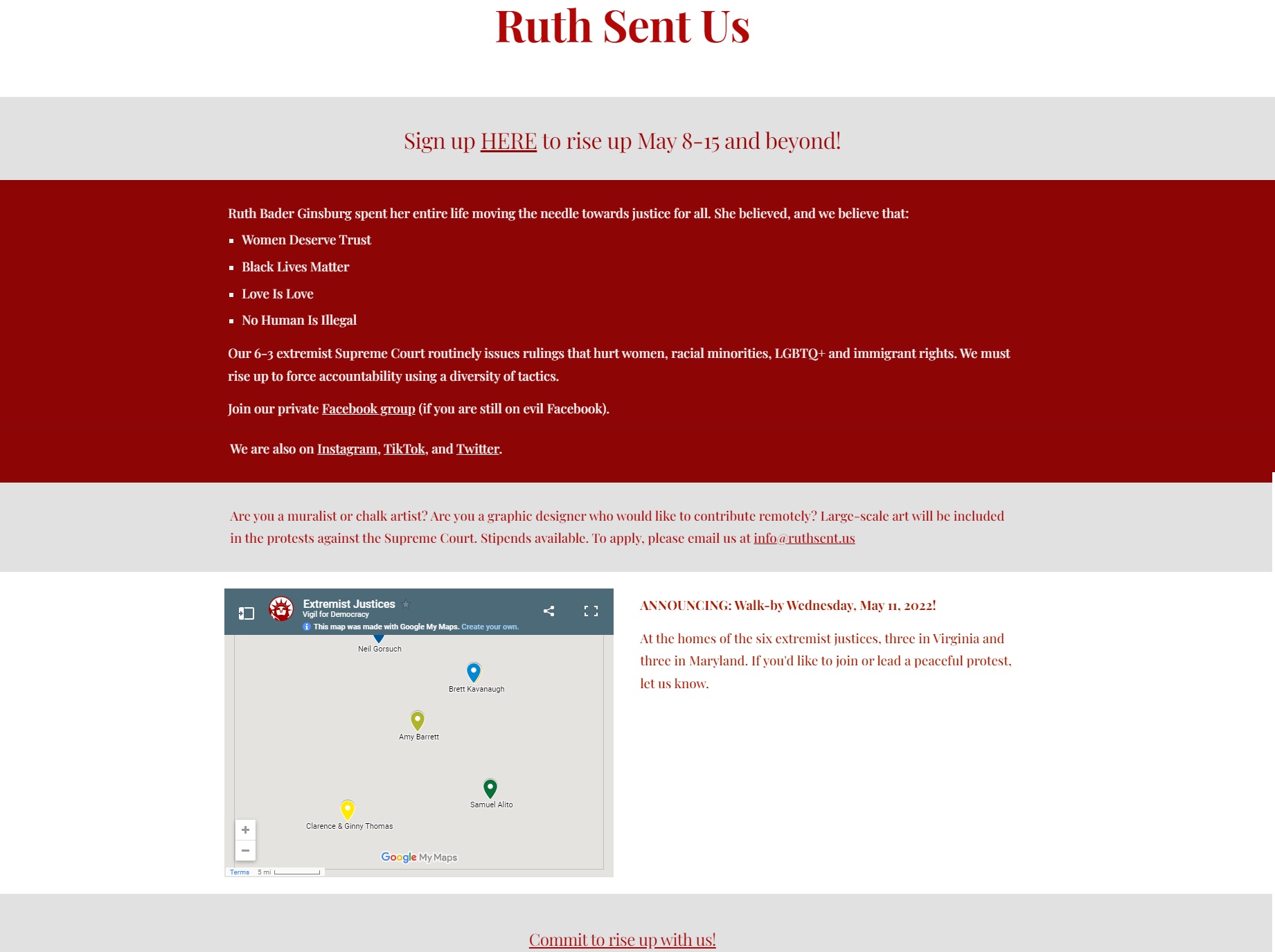 Image: RuthSentUs map to SCOTUS home addresses archived from May 5,2022