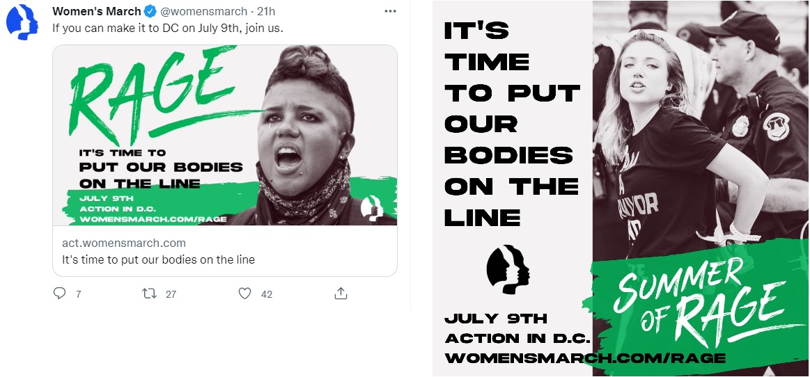 Image: Women's March SUMMER OF RAGE July 9 in DC put bodies on the line