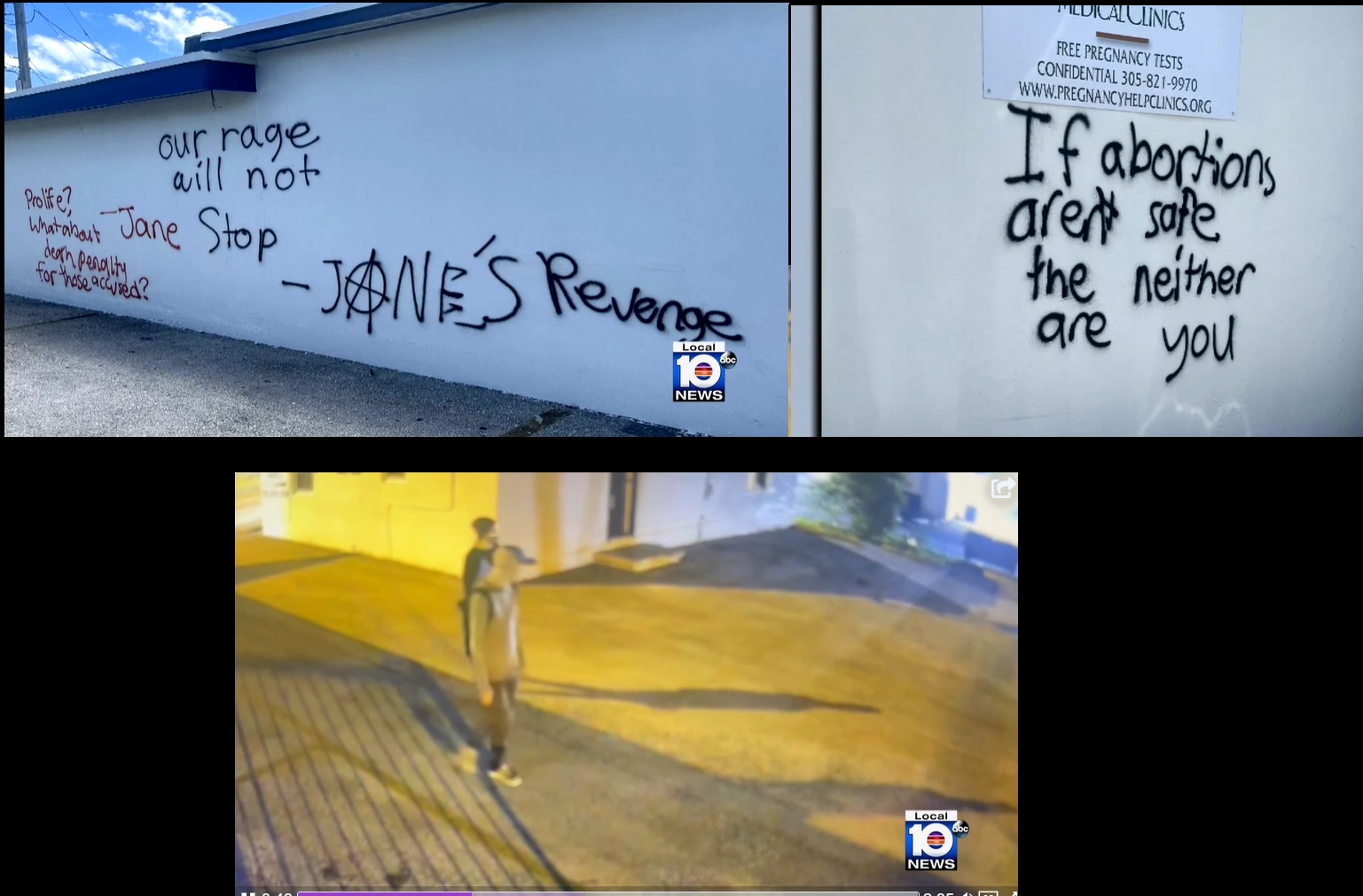 Image: Heartbeat of Miami pregnancy center in Hialeah FL vandalized with Janes Revenge messages, abortion