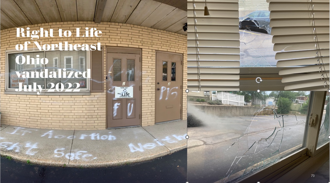 Image: Right to Life of Northeast Ohio vandalized July 6 2022