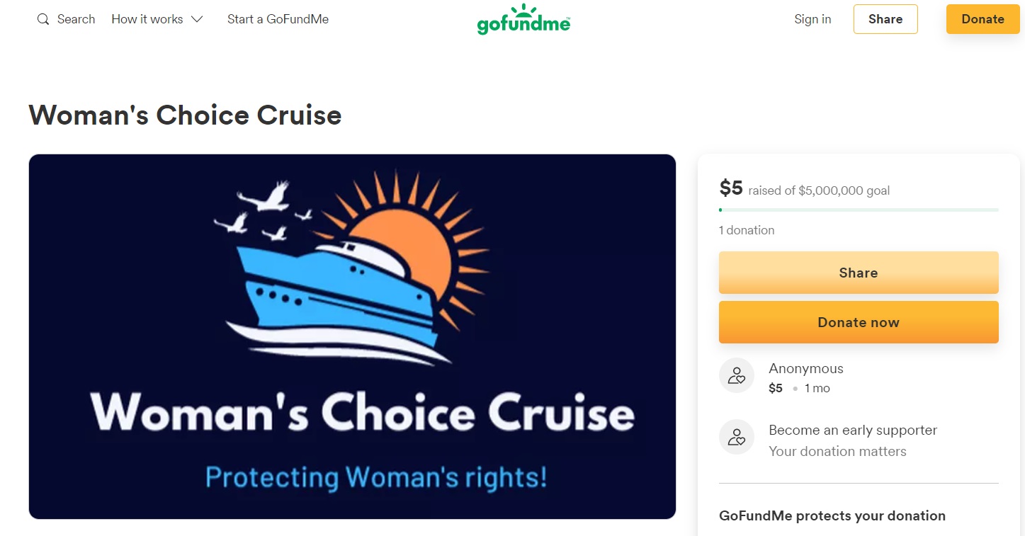 Image: Woman's Choice Cruise fundraises for 5 Million for an abortion ship