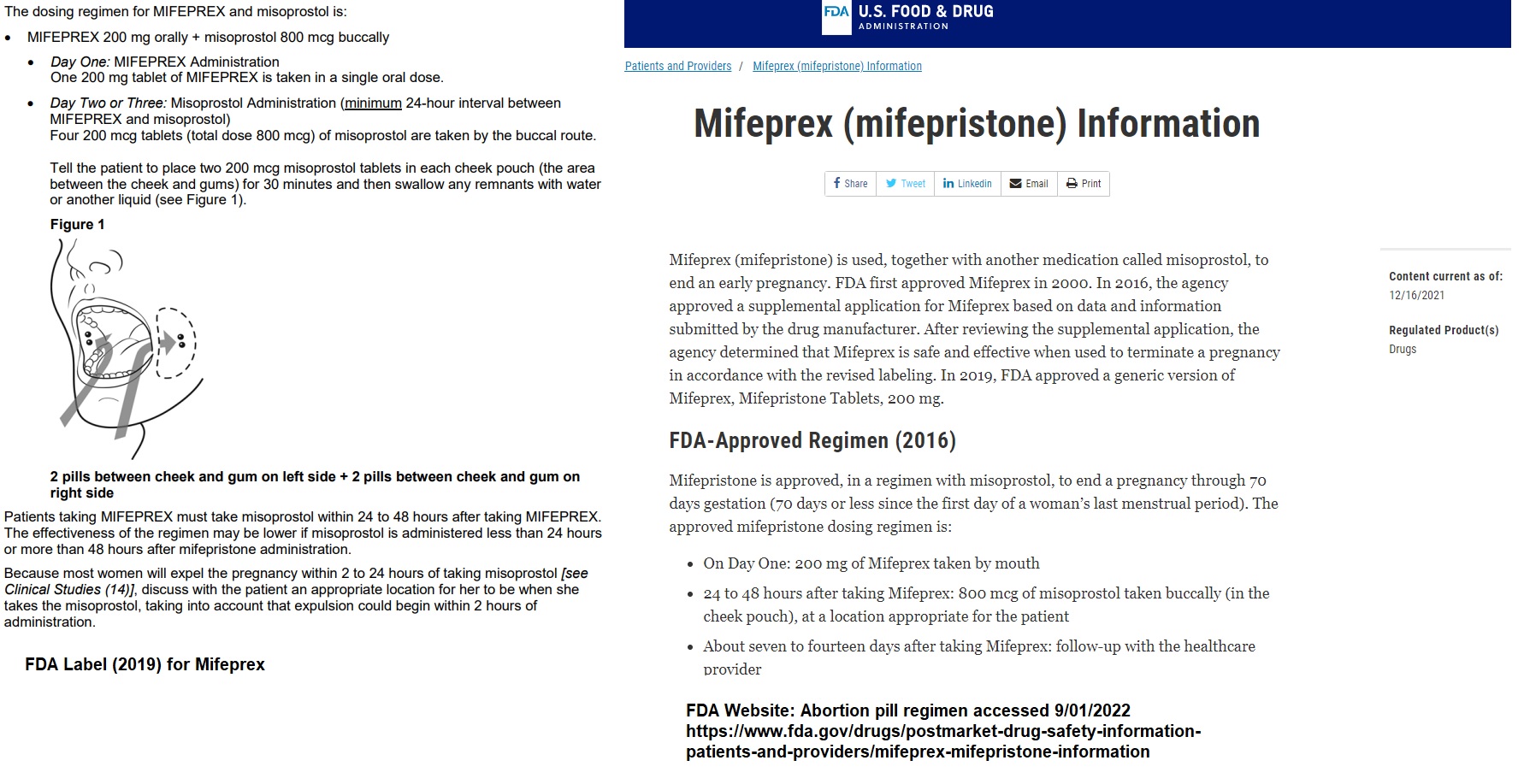 Image: Abortion pill FDA approved regimen