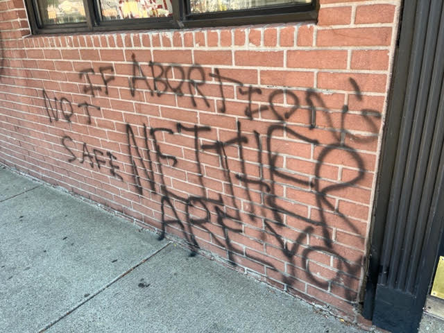 Image: MA Pregnancy Help Center vandalized (Image: Your Options Medical)