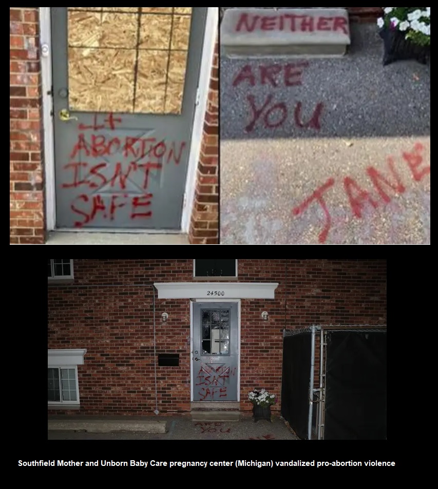 Image: Southfield, Michigan Mother and Unborn Baby Care pregnancy center vandalized pro-abortion violence