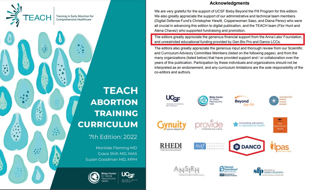 Image: TEACH Abortion Training Curriculum 7th edition 2022 funded by Danco and GenBioPro