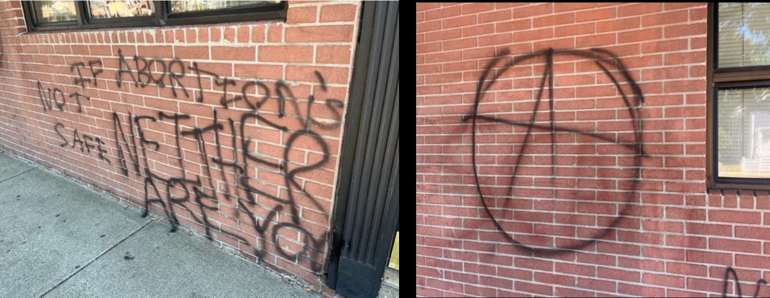 Image: Your Options Medical pro-life pregnancy help center vandalized with Janes Revenge, abortion, Alaska