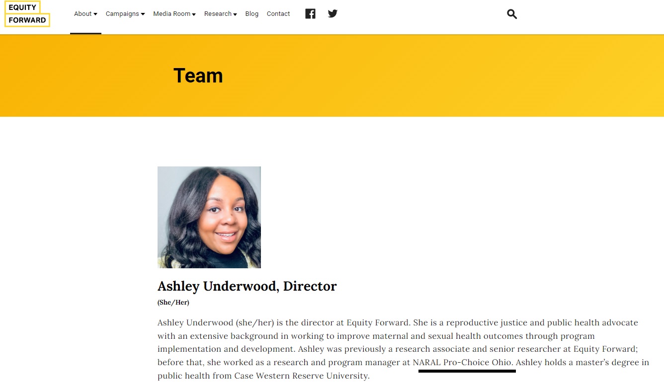 Image: Ashley Underwood Equity Forward Director 2022 formerly worked for NARAL Pro-choice Ohio