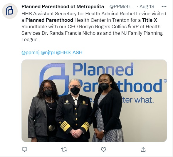 Image: Planned Parenthood receives Title X funding from HHS (Image: Twitter) 