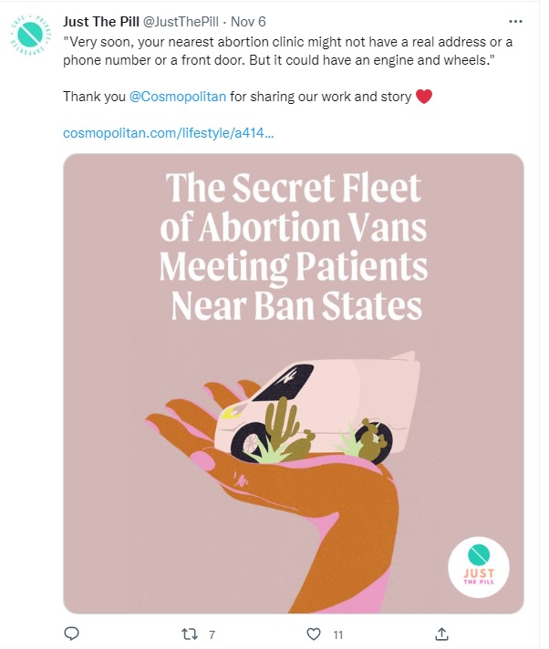 Image: Just the Pill fleet of abortion vans (Image: Twitter) 