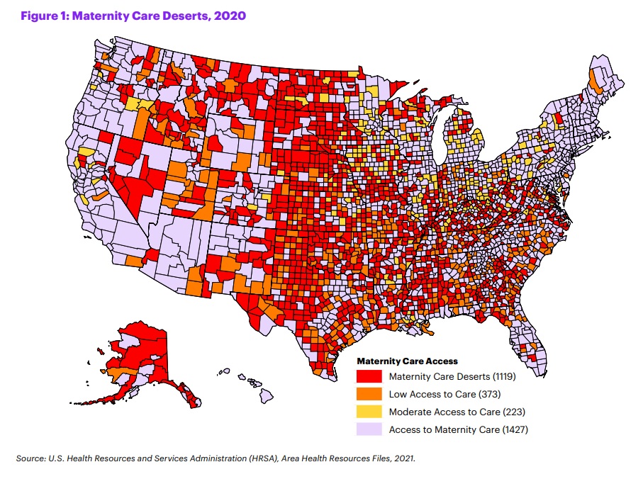 IMAGE: Maternity Care Deserts map from March of Dimes