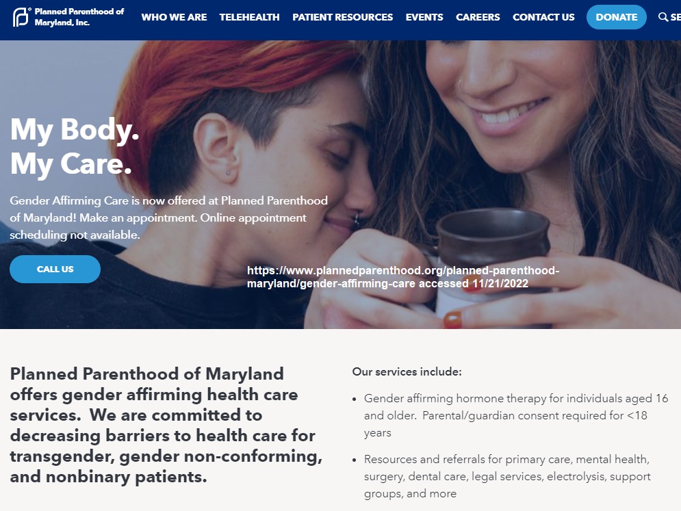 Image: Planned Parenthood Maryland Gender Affirming services for minors