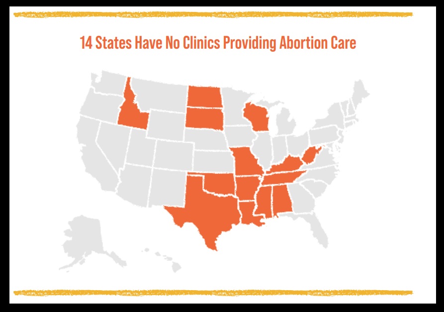 Image: Abortion Care Network 2022 - 14 states are abortion clinic free (Image: ACN) 