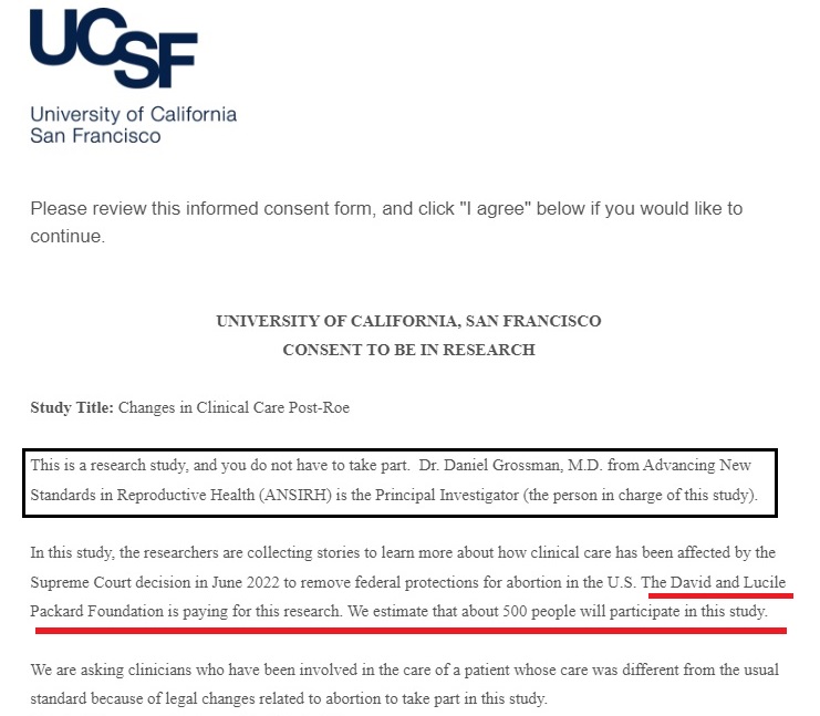 Image: UCSF Post-Roe Study paid by Packard Foundation with abortionist Daniel Grossman 