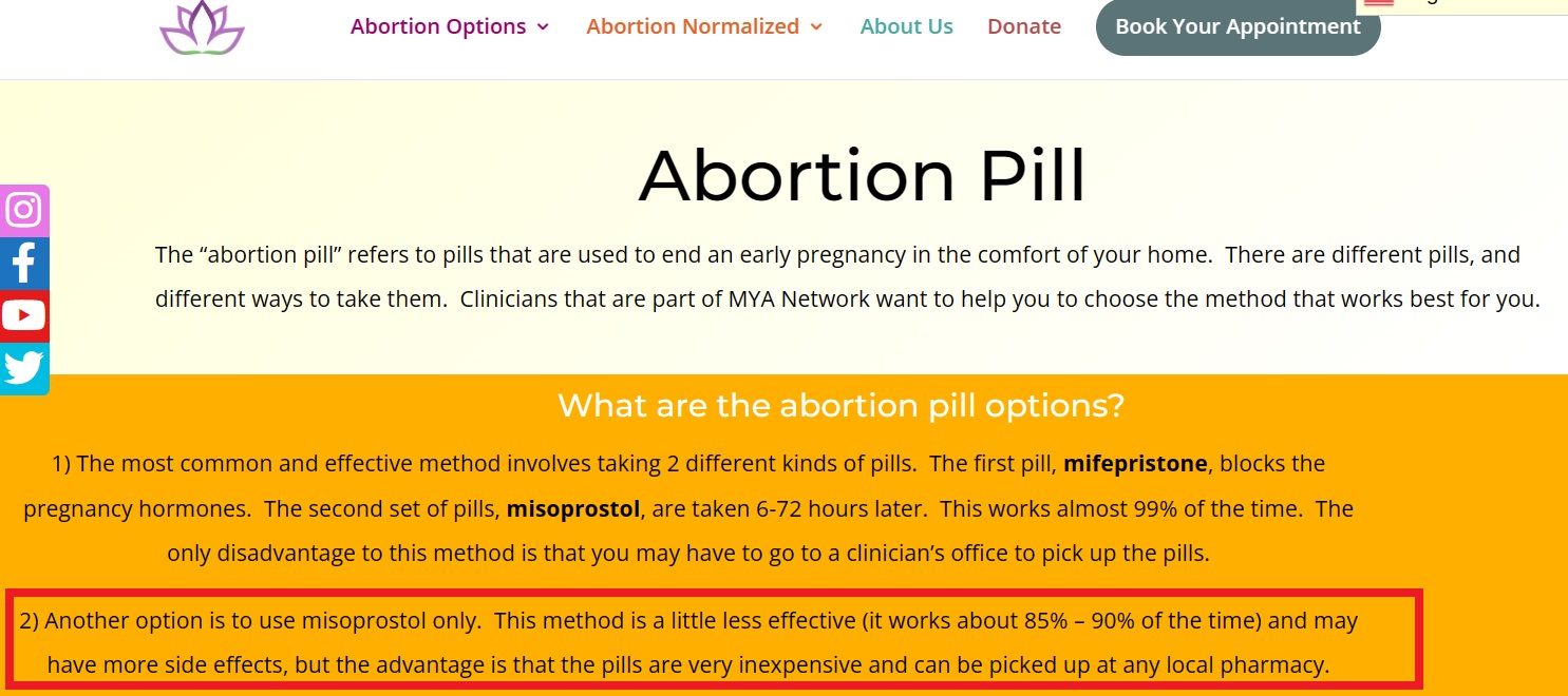 Image: MYA Network advocates Miso Only abortion pill