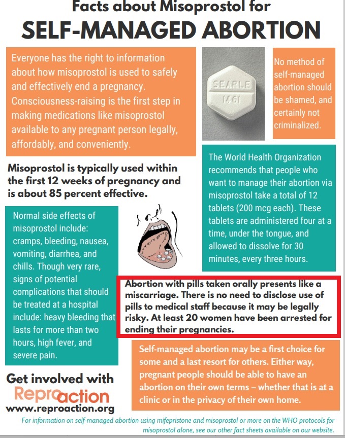 Image: Reproaction flier tells women to lie and claim miscarriage