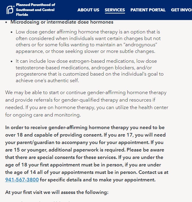 Image: Planned Parenthood SW and Central Florida on 14 15 17 year old's gender affirming care