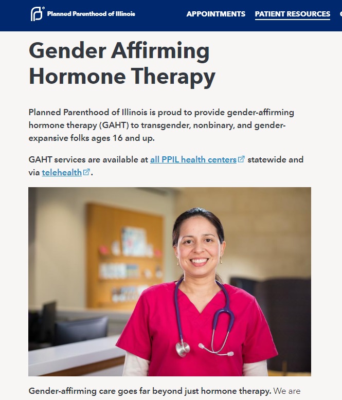 Image: Planned Parenthood of Illinois GHAT Hormone Therapy to 16 and older