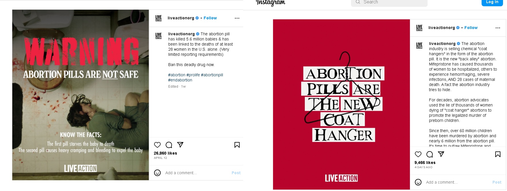 Image: Live Action abortion pill deaths via Instagram