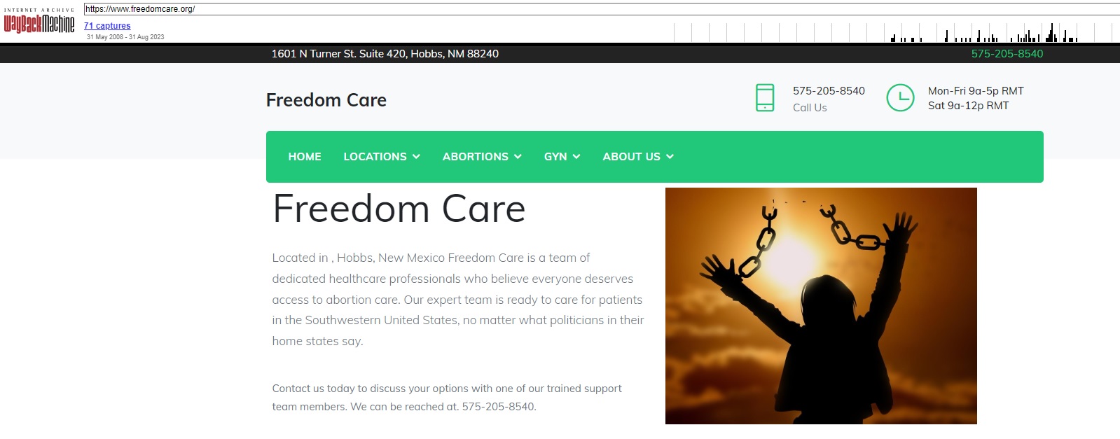 Freedom Care abortion Clinic Hobbs Nm owned by Brigham archive from March 2023