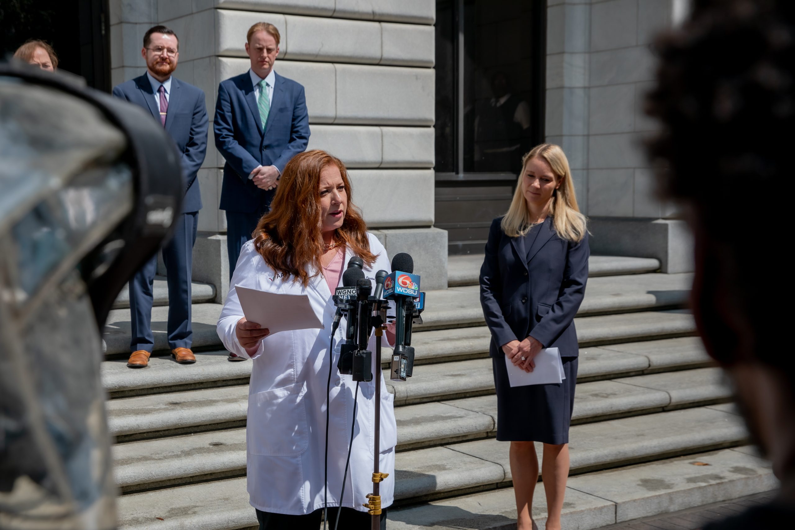 Dr. Christina Francis and ADF Senior Counsel Erin Hawley speak at a press conference (Image ADF)