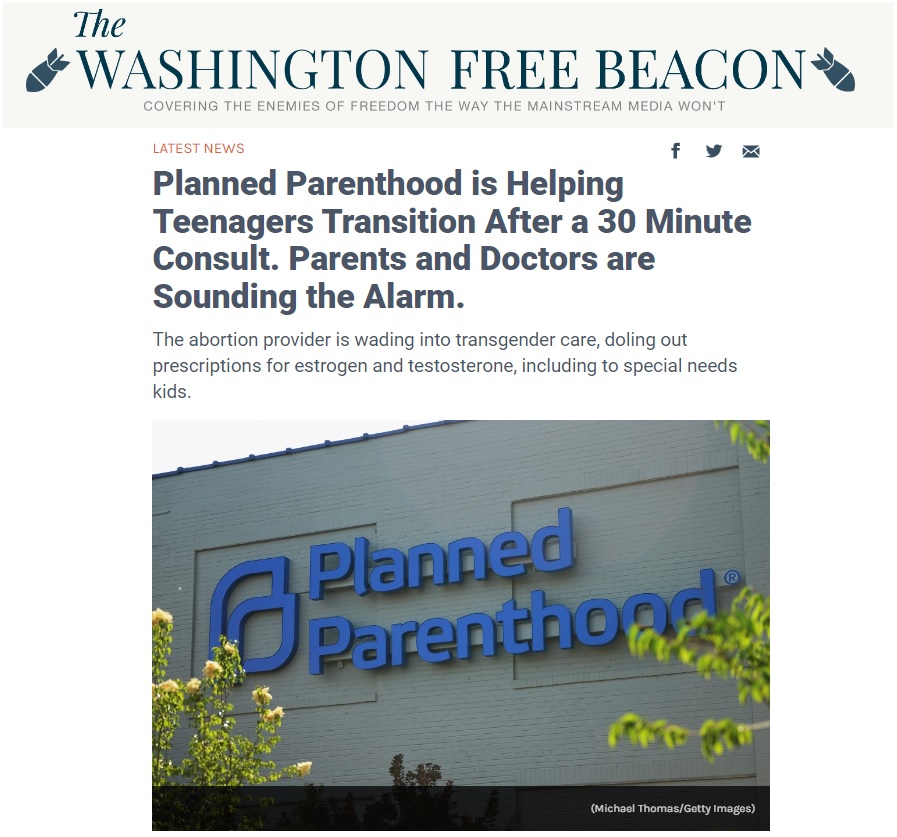 Cross-sex Hormones prescribed within minutes of Planned Parenthood visit