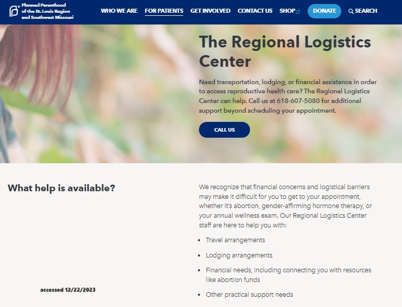 Planned Parenthood Regional Logistics Center Abortion Travel, abortions