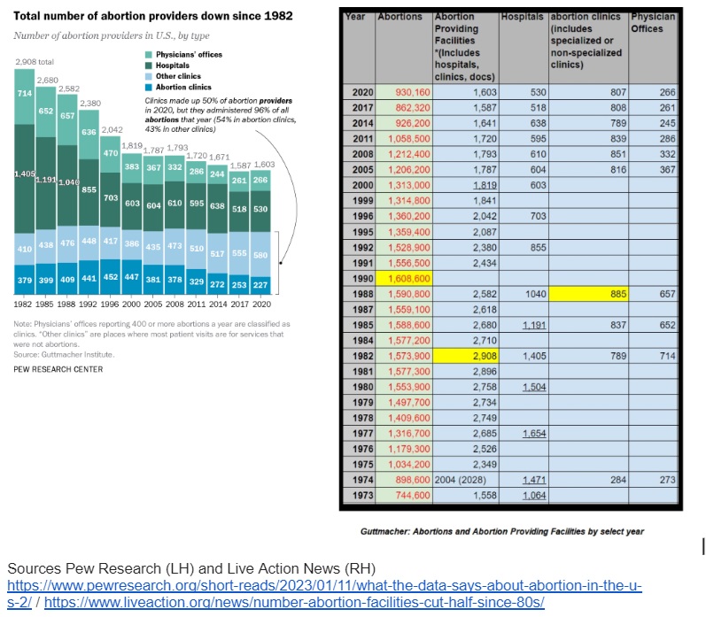 Abortion clinic and providing facility data