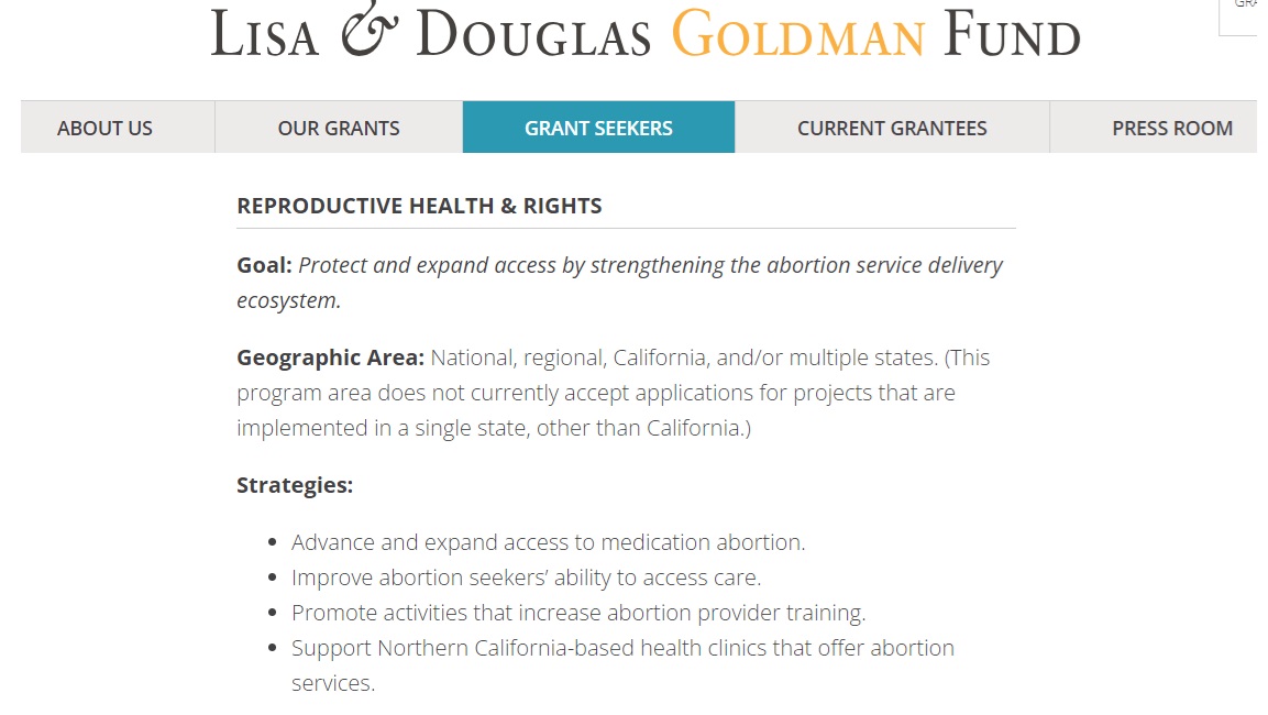 Lisa and Douglas Goldman Fund supports abortion