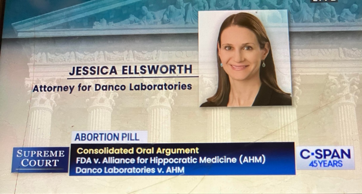 Danco attorney Jessica Ellsworth argues abortion pill case FDA v AHM March 26,2024