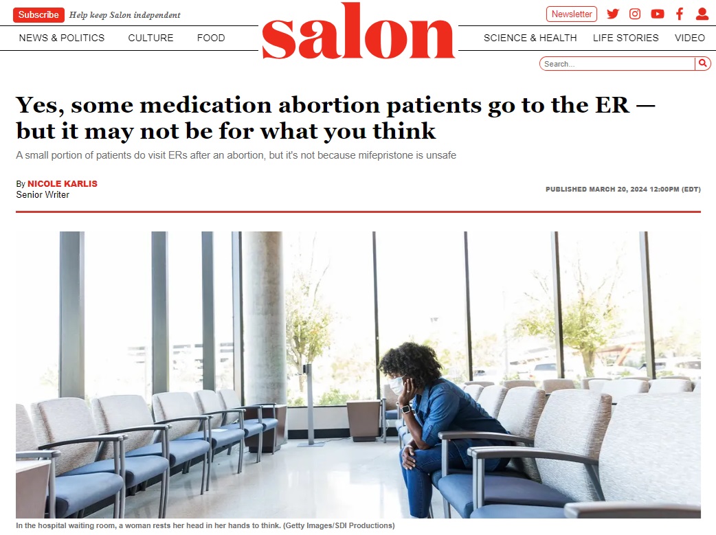 Salon article admits abortion pill profiteers are sending women to emergency rooms 