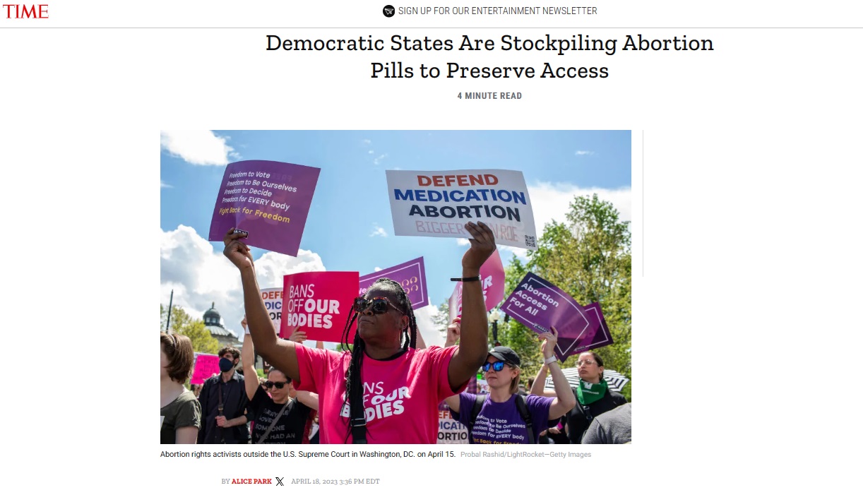 Abortion pill stockpiles by Dem states (Image: Time.com) 