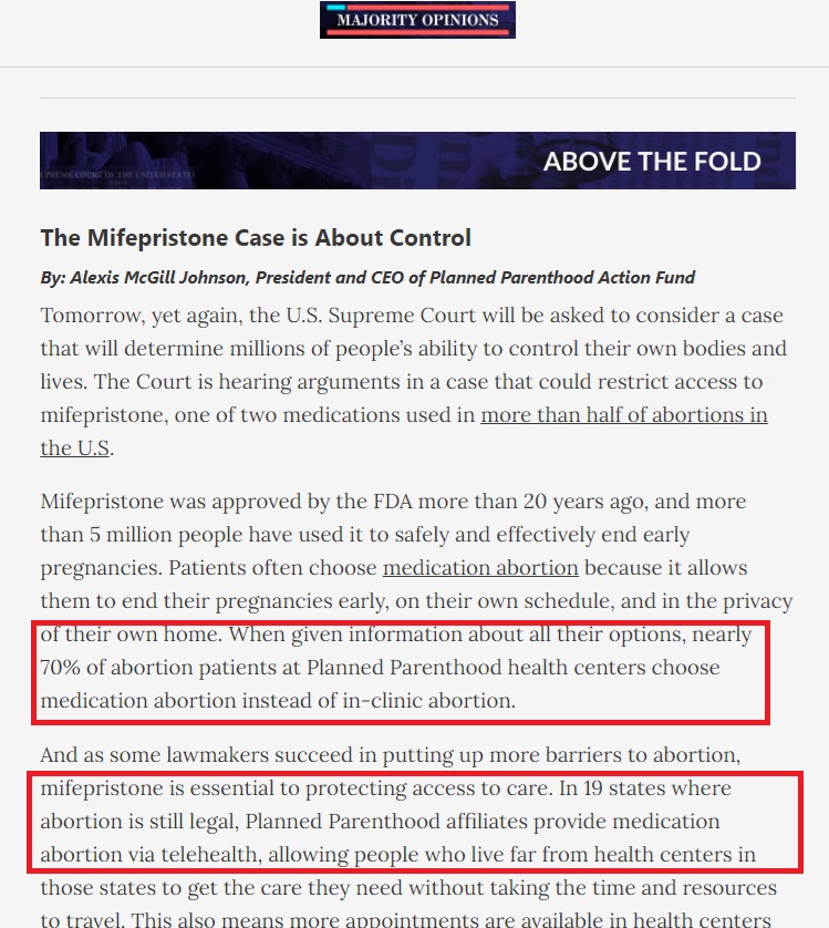 Abortion pills make up 70% of Planned Parenthood abortions