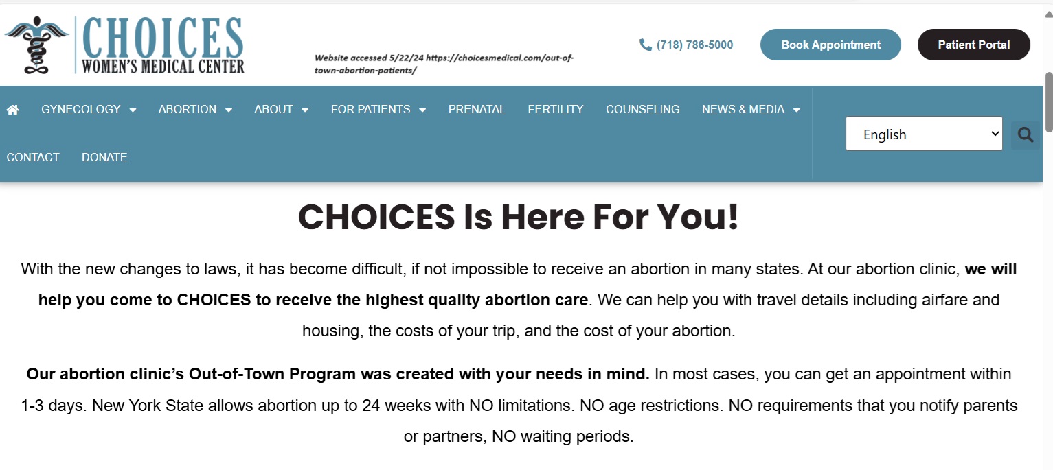 Choices Women's Abortion Clinic out of town abortion program hides from parents false deceptive advertising