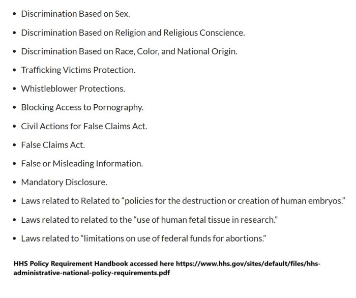 HHS Policy Requirement Handbook