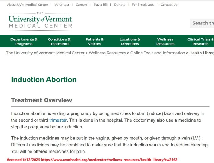 University of Vermont Late-term abortion in hospitals