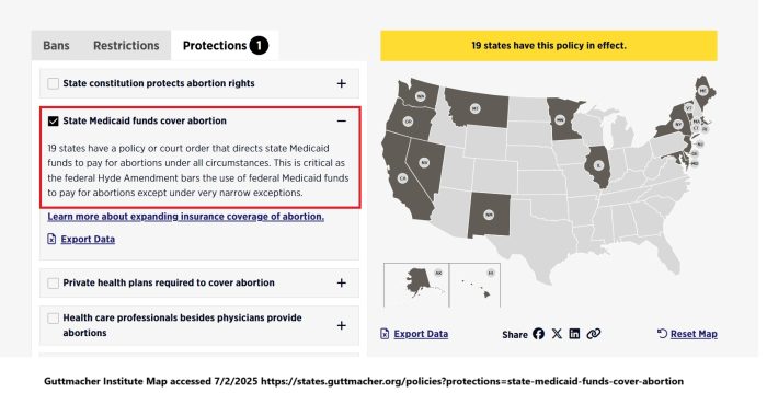 Guttmacher Institute 19 states fund abortion via state Medicaid dollars