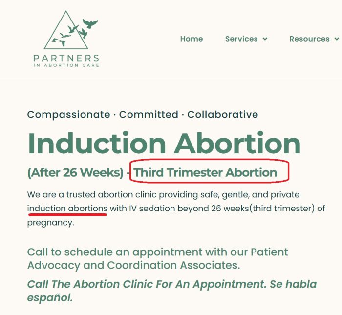 Partners in Abortion Care late term induction abortion