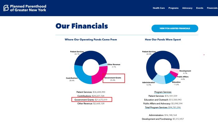 Planned Parenthood Greater NY 2024AR Revenue