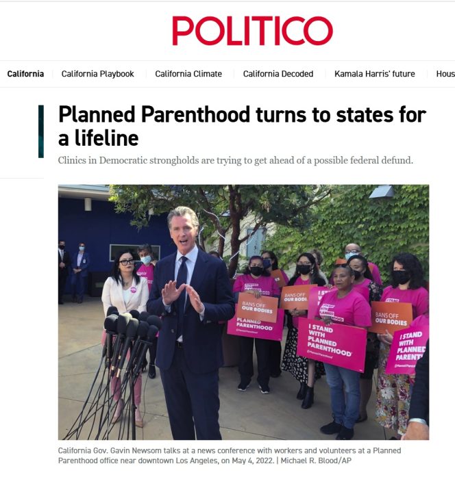 Planned Parenthood turns to states for a lifeline Politico headline