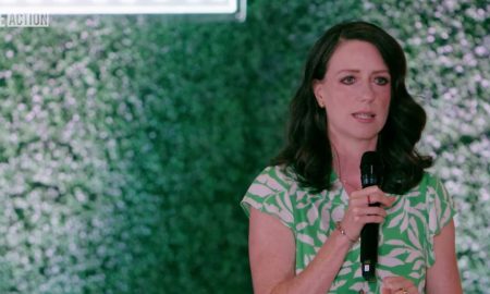 Stephanie Gray Connors speaks to the crowd at Live Action's Women's Summit in June 2025 where she spoke about alleviating suffering without eliminating people.