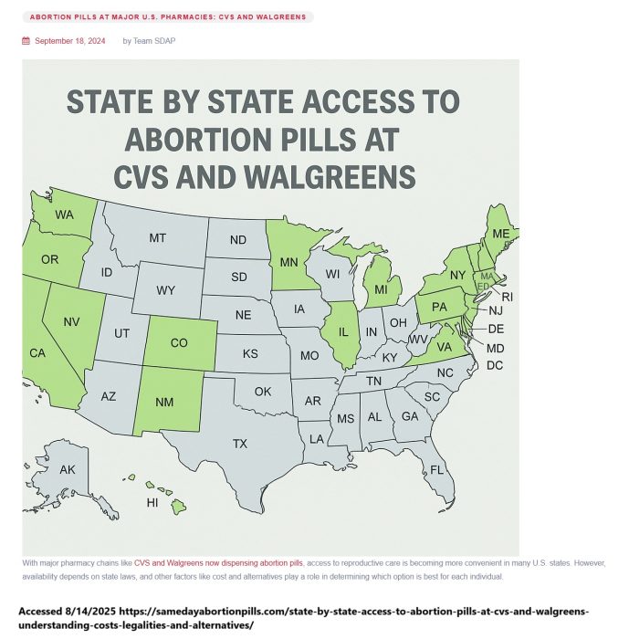 CVS and Walgreens map at Same Day Abortion Pills website